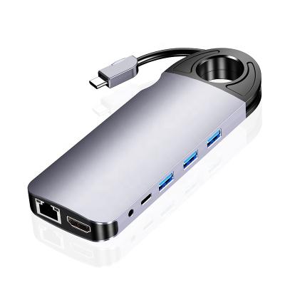 China Smart Mobile Devices .desk C 10in1 Computer USB Hub Docking Station USB Type C 10in1 With Free Hot Swap Drive for sale