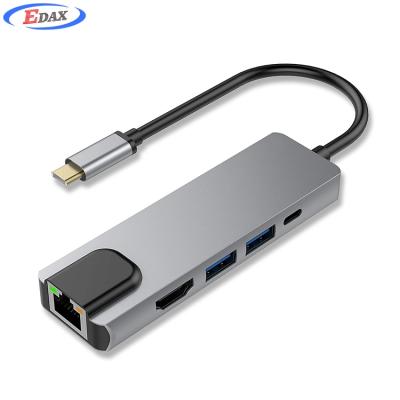 China Newer mobile devices .desk computer 5 in 1 usb type c hub with usb 3.0 charging port hdm 1 rj45 usb-c for notebook for sale