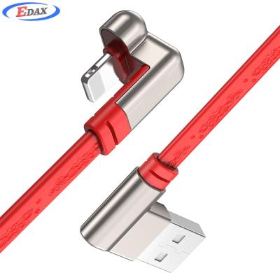 China Mobile Phone Types 1.8 Meters L And U Shape 90/180 Degree Elbow Gaming USB Charger Zinc Alloy Cable In Red for sale