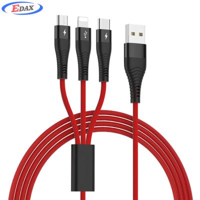 China Mobile Phone Types Edax 3 in 1 USB Charging Cable Braided Multi Cable USB Charging Cable for sale