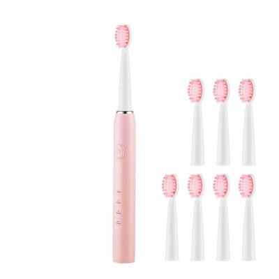 China Amazon Outdoor Current Small Batch Rechargeable Waterproof Acoustic Electric Toothbrush with 8 Brush Heads for sale