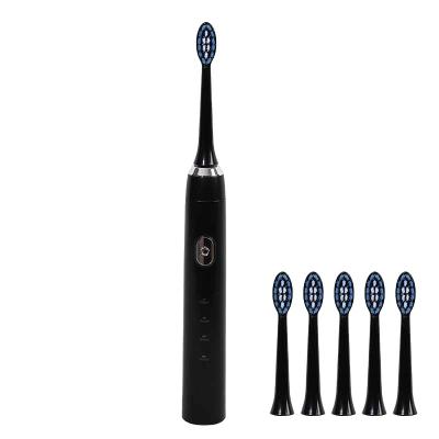 China Amazon Outdoor Current Small Batch Rechargeable Waterproof Acoustic Electric Toothbrush with 6 Brush Heads for sale