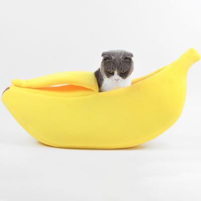 China Travel Dropshipping Funny Yellow Banana Sleep Cave Sofa Skin Pet Cat Dog Rabbit Bed House for sale