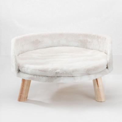 China New Style Winter Soft Warm Luxury Plush Stocked Wood Cat Dog Sofa Cushion Nest Bed for sale