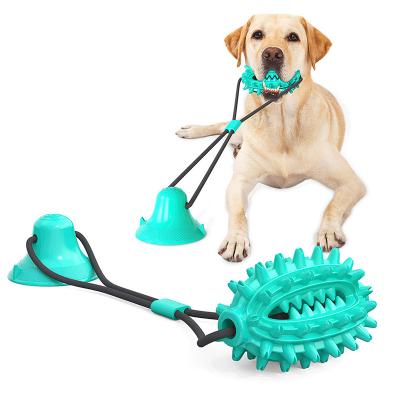 China Single Cup Cactus Silicone Suction Ball Stocked Molar Toothbrush Cleaning Indestructible Dog Chew Toy for sale