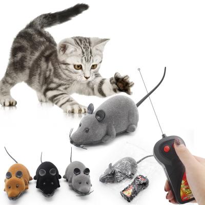 China Stocked Plush Toy Pet Wireless Remote Control Simulation Interactive Funny Electric Mouse Cat Toys for sale