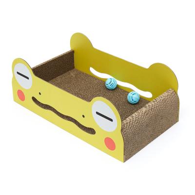 China Corrugated Cardboard Stocked Scratching Toy Bed Box Pet Cat Kitten Scratch Board Pad Post for sale