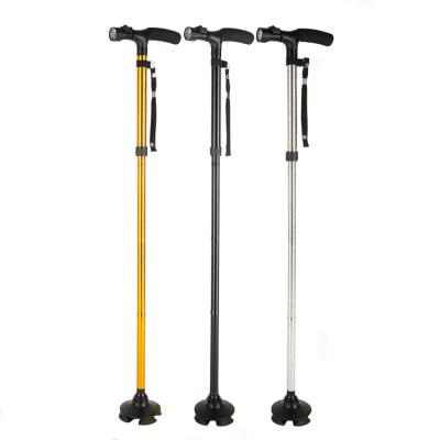 China Old Man Walking Stick 4 Feet Aluminum Alloy Anti Slip Aluminum Alloy Foldable Night for sale