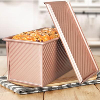 China Gold Wave Design Bread Pan W Cover Bread Toast Mold 450g Viable Toast Bread Boxes for sale