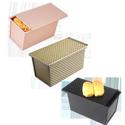 China Sustainable Gold Black Rose Square Gold Krafts Paper Loaf Pan Toast Mold With Lid for sale