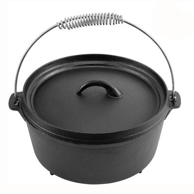 China Disposable Cast Iron Pre-Seasoned Pot Camping Cooking Pot Outdoor Dutch Oven With Lid for sale