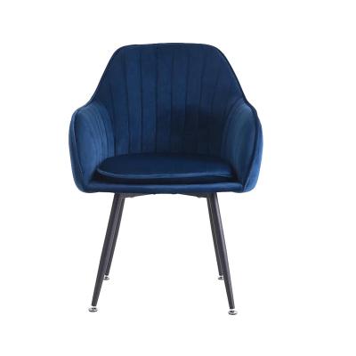 China Cheap Nordic Fabric Design Customized Modern Luxury Dining Room Furniture Blue Velvet Chairs Upholstered Dining Chair With Metal Leg for sale