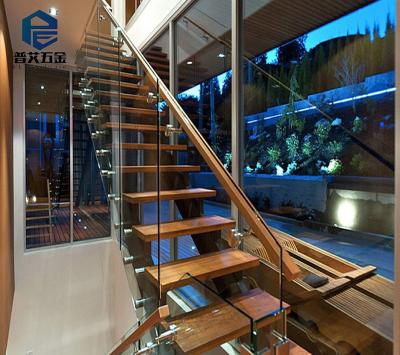 China Residential Internal Steel Wood Glass Fencing Floating Stairs for sale