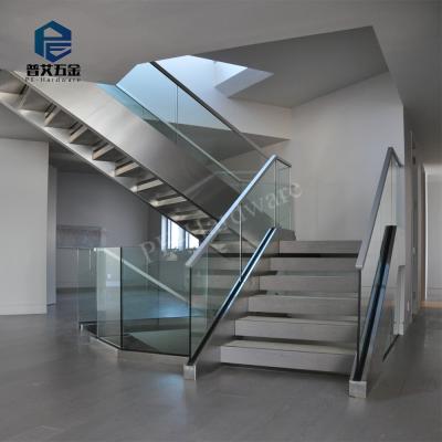 China Popular Department Double Steel Stringer Glass Staircase / Staircase for sale