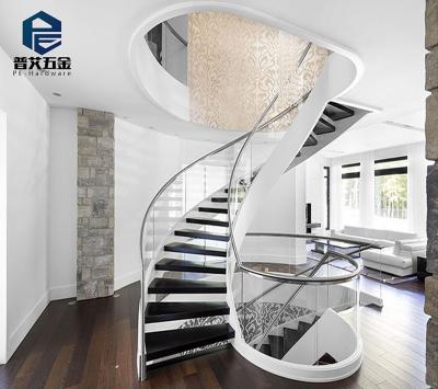 China Modern interior new design steel stairs with glass for sale