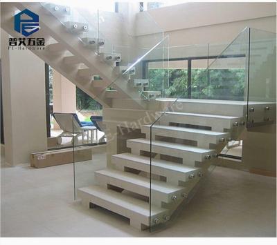 China Modern Stainless Steel Balustrade Marble Glass Staircase for sale