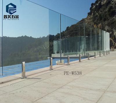 China Spit Frameless Glass Bracket Swimming Pool Fence Design Outdoor Deck And Deck Stainless Steel Railings With Tempered Glass for sale