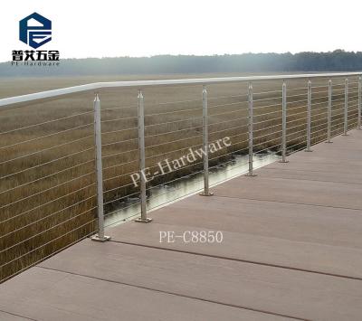 China Modern Floor Stand Outdoor Stainless Steel Cable Railing for sale