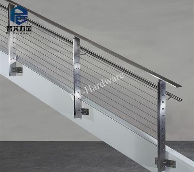 China Interior Side Stair Mount Staircase Stainless Steel Post Cable Railing for sale