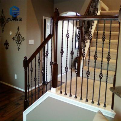 China Modern indoor staircase has cast wrought iron balustrade for sale