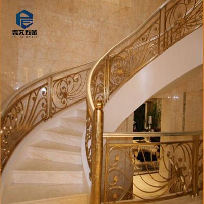 China Staircase Wrought Iron Steel Stair Railing With Gold Color for sale