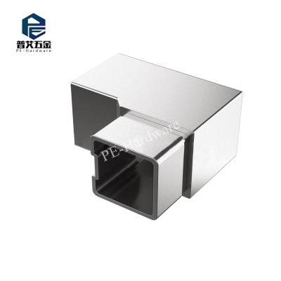 China Factory Supply Railing Pipe Fastener 90 Degree Square Tube Connector Stainless Steel Brush Railing Corner Square Elbow Two Ways for sale