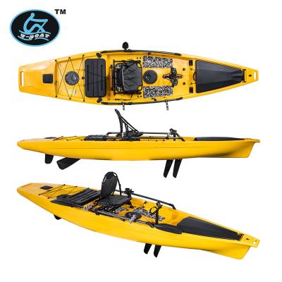 China Fishing Touring Guided Rowing U-Boat Hot Sale 12 Ft Pedal Drive Sea Kayak Sit On Top Plastic Canoe Kayak Fishing Boat With Motor for sale