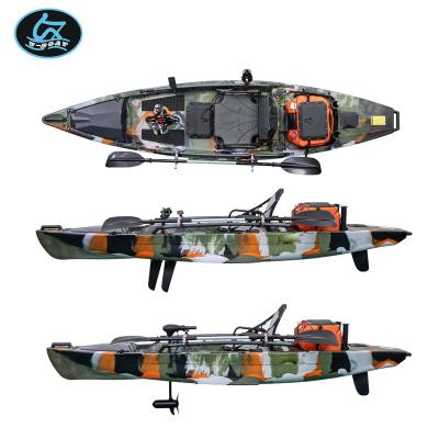 China HDPE U-boat 12ft sit on top pedal fishing plastic kayak pcanoe for 1 person kayak for sale for sale