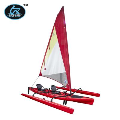 China HDPE 18ft Trimaran Saiboat With Two Person Kayak Pedal Drive System UBP-K3 for sale