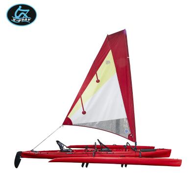 China HDPE Plastic U-Boat 2 Person Trimaran Sailbot With Foot Pedal Drive for sale