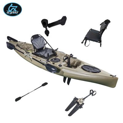 China Fishing Fun Leisure U-Boat Sit On Pedal Kayak Canoe Top Non Inflatable Plastic Rowing Boat With Folding Kayak Fishing Chair For Sale for sale