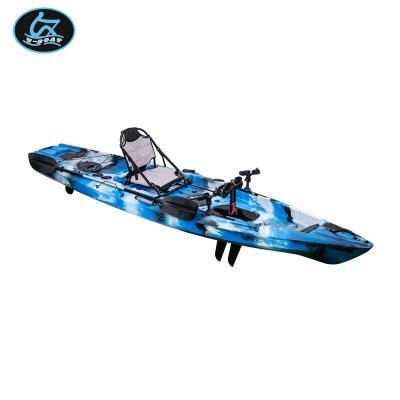 China Colorful leisure sport U-boat pedal kayak prefessional fishing kayak configured with two black blocks and electric motor for sale