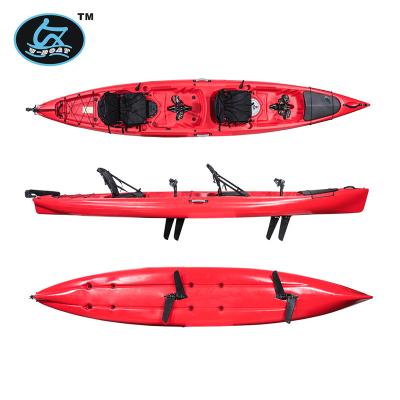 China New designed HDPE U-boat 2020 15ft two seat tandem sit on pedal top drive caone kayak adult rowing boat for sale for sale