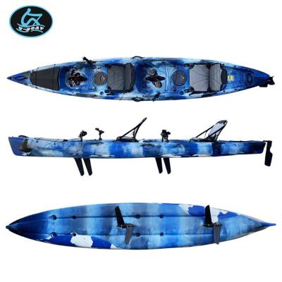 China Hot Sale U-Boat HDPE Kayak 2 Person Pedal Tandem Drive Plastic Canoe Rowing Boat For Sale for sale