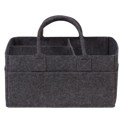 China High Quality Durable Gray Felt Storage Caddy Portable Charcoal Changing Tote Baby Diaper Organizer Caddy Holder Bag for sale