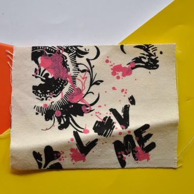 China Sustainable Colorful Custom Design Printed Apparel Cotton Canvas Printed Labels for sale