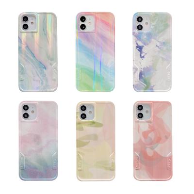 China Anti-Fall Laser Marble Rainbow Design Phone Cover Case For iPhone 12, Soft TPU Accessories Mobile Case For iPhone 12 pro 11 max pro max for sale