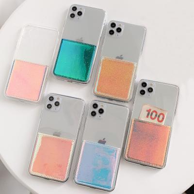 China Wholesale Dirt-resistant / Anti Scratch TPU Mobile Case / Glitter Laser Design Shockproof Card Slot Pocket Back Cover Phone Cases For iPhone 11 for sale