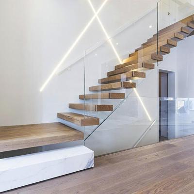 China Ebest Modern Glass Floating Stairs Luxury Floating Stairs Lighted Floating Stairs for sale