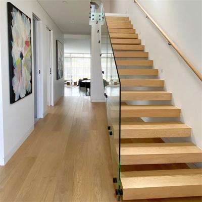 China Ebest Modern Floating Stairs With Customized Glass Staircase Fencing Wood Tread Interior Staircase for sale