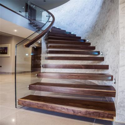 China Ebest Modern Modern Floating Stairs With Stair Lighting Checker Wood Stair Treads for sale