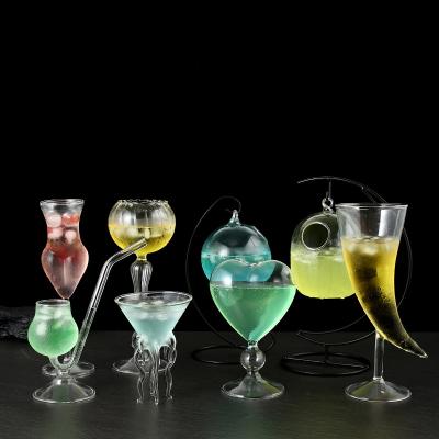 China Unique personality champagne brandy cocktail glass cup heart moon jellyfish women shape wine glass goblet for sale