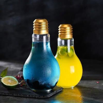 China 250ml/300ml/400ml/500ml Clear Personality Customized Empty Fruit Juice Beverage Wine Bottles Single Bulb Glass Bottle For Bar Beverage for sale