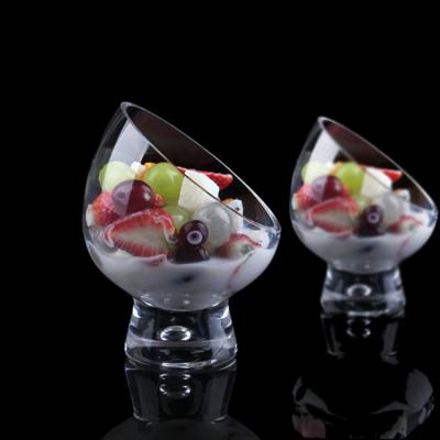 China New viable wholesale multifunctional glass ice cream bowl for tabletop fruit slope glass salad bowl for sale