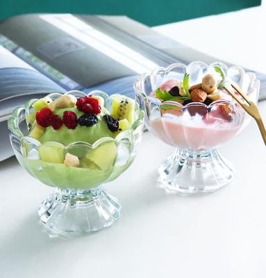 China Viable creative high value glass ice cream smoothie cup ice cream dessert fruit cup tall glass jelly bowl for sale