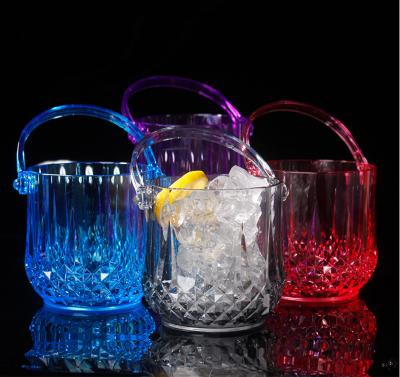 China Bar Viable High Quality Party Wine Whiskey Whiskey Champagne Luxury Flashing Buckets Fit Acrylic Plastic Ice Bucket for sale