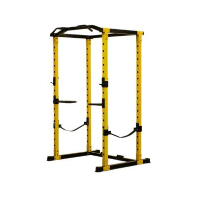 China Factory Price Universal Folding Adjustable Power Rack Cage Smith Machine Rack with J-Hooks and Dip Bars for sale