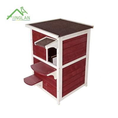 China Two Floor Breathable Outdoor Cat House With Escape Door Upscale Small Animal Villa for sale