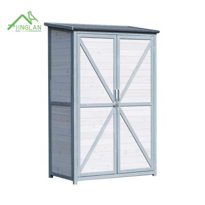 China Breathable Storage Cabinet Throws Solid Wood Outdoor Rainproof Outdoor Double Door Storage Garden Tool Storage for sale