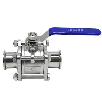 China WZ Food Grade Stainless Steel 304 316 316L Ball Valve Sanitary Vacuum 3pc Ball Valves DIN SMS 3A for sale